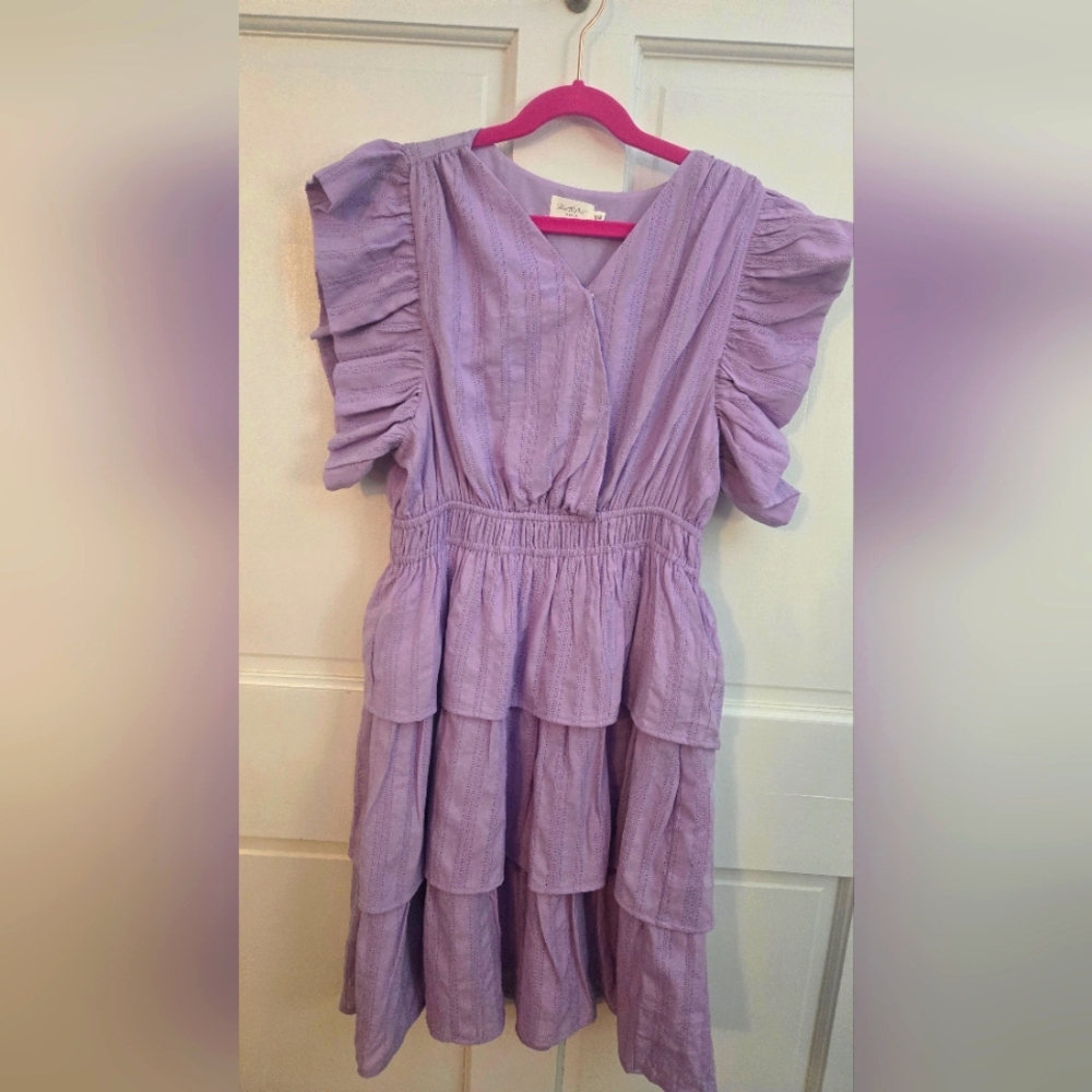 Lavender Ruffle Sleeve Kids Dress